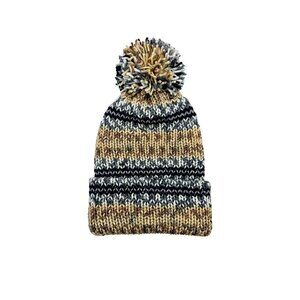 Earthy Essentials Beanie with Pom – Double-Layered -Natural Neutral Color Winter